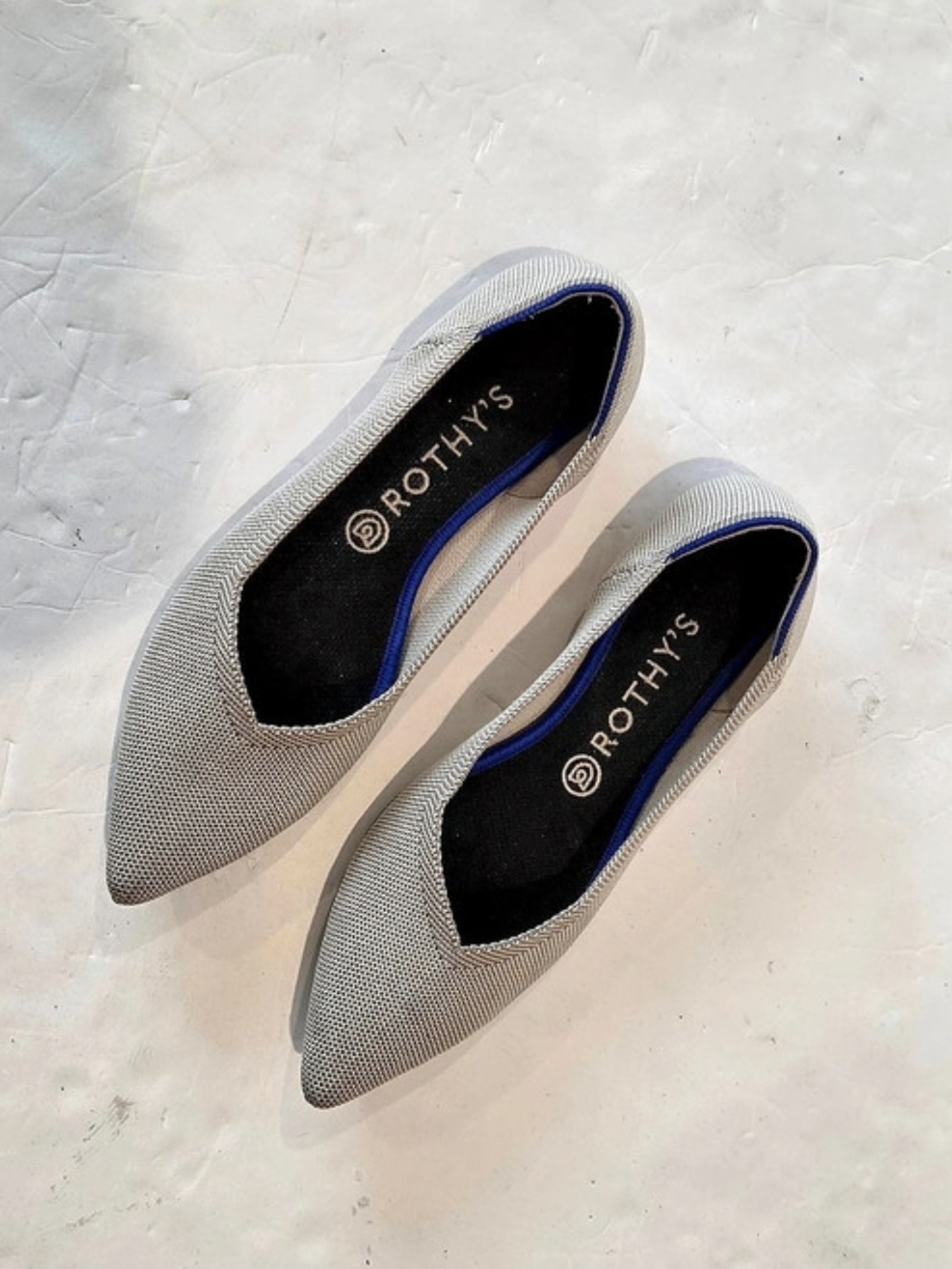 Rothy's Flax Birdseye The Point Pointed-Toe Flats in Gray Like New 9.5